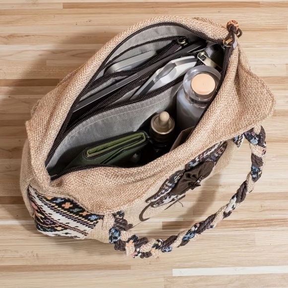 Brand  New Floral Toiletry Bag with Braided Handles - Picture 3 of 4